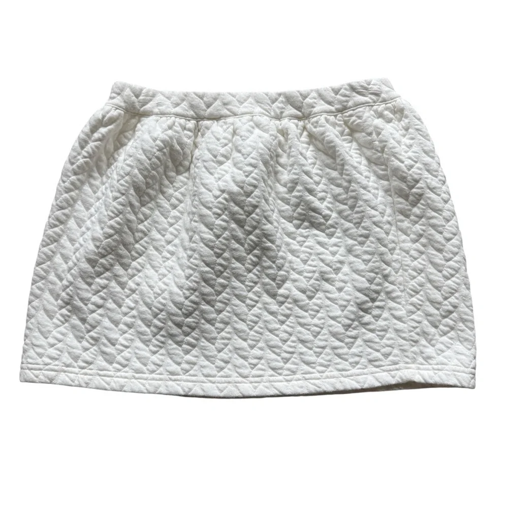 Janie & Jack Mini Skirt Girls Ivory Quilted Chevron Textured Lined Elastic 12